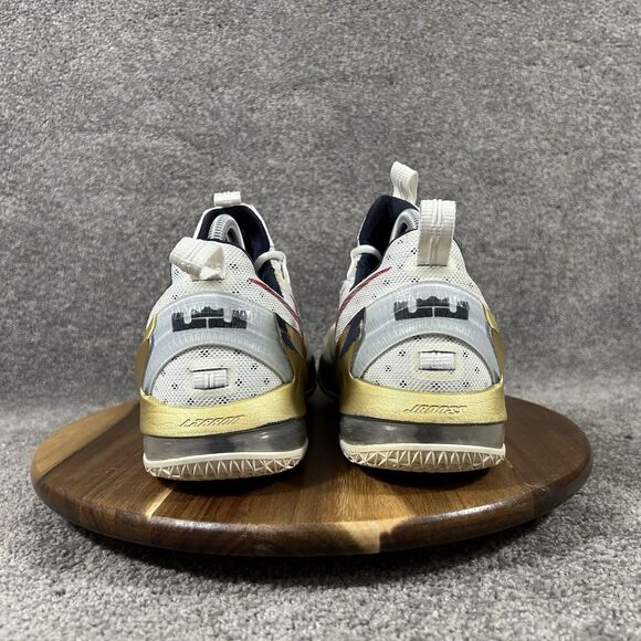 Nike LeBron 13 Low USA Olympic Men\'s Size 9.5 White Gold Basketball Shoes Used main image 9
